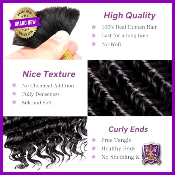 18 Inch Deep Water Wave Human Hair Extensions 3 Bundles 120g Boho Braids main image 5